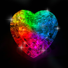 Wall Mural - rainbow heart shape diamond