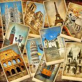 Fototapeta  - vintage travel collage background