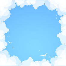 Frame Made Of Clouds. Abstract Background. Summer Theme