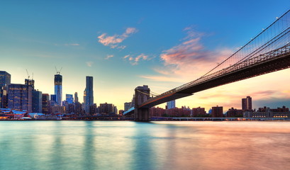 Fototapete - New York et pont de Brooklyn.