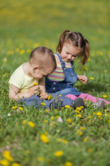 Canvas Print - Boy and girl in the field