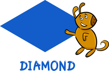 Sticker - diamond shape with cartoon dog