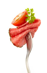 Poster - fork with sausage and tomato