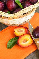 Wall Mural - Plums on table