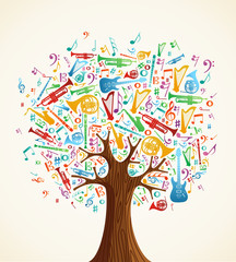 Abstract musical tree made with instruments