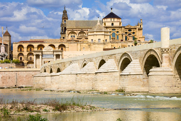 Wall Mural - Mezquita Cathedral and Roman Bridge in Cordoba