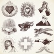 Vintage Religious Vector Pack illustrations, praying hands