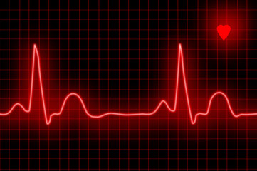 Canvas Print - ECG graph and heart