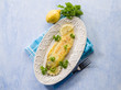 breaded sole fish with parsley and lemon