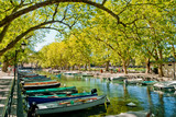 Fototapeta Boho - Annecy, boats and channel from lovers' bridge