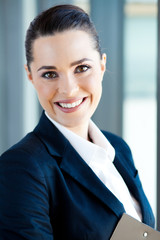 beautiful young businesswoman closeup portrait