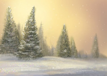 Frosty Day. Winter Forest. (Author's Illustration.)