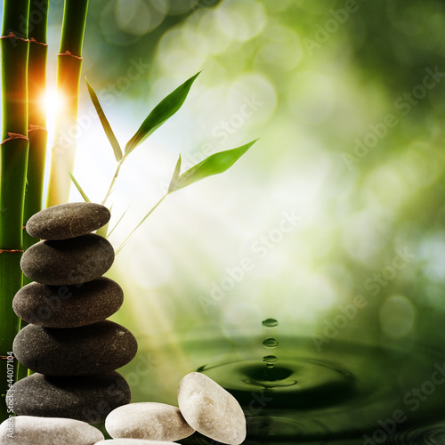 Tapeta ścienna na wymiar Oriental eco backgrounds with bamboo and water splash