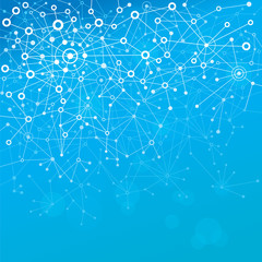 Aufkleber - Abstract background of molecules blue.