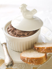 Poster - Chicken liver pate in ramekin, selective focus