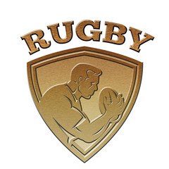 Wall Mural - rugby player shield metallic gold