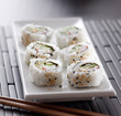 closeup of sushi california roll.