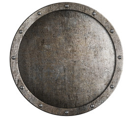 Old round metal medieval shield