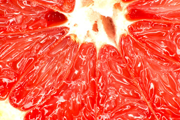 Canvas Print - Red grapefruit close-up macro shot