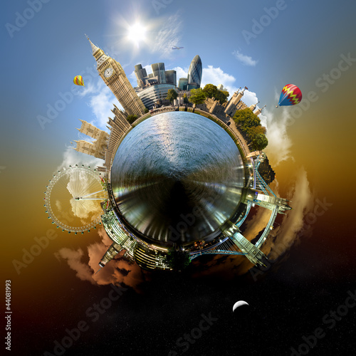 Plakat na zamówienie Miniature planet of London, with attracions of the city