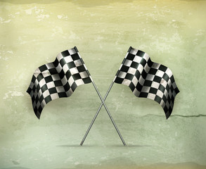 Poster - Racing flags, old-style vector