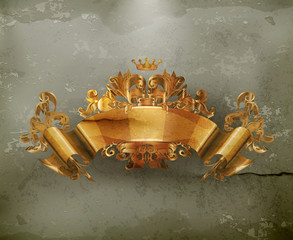 Wall Mural - Vintage Emblem Gold Ribbon, old-style vector