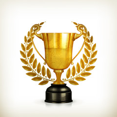 Sticker - Golden trophy, old-style vector isolated