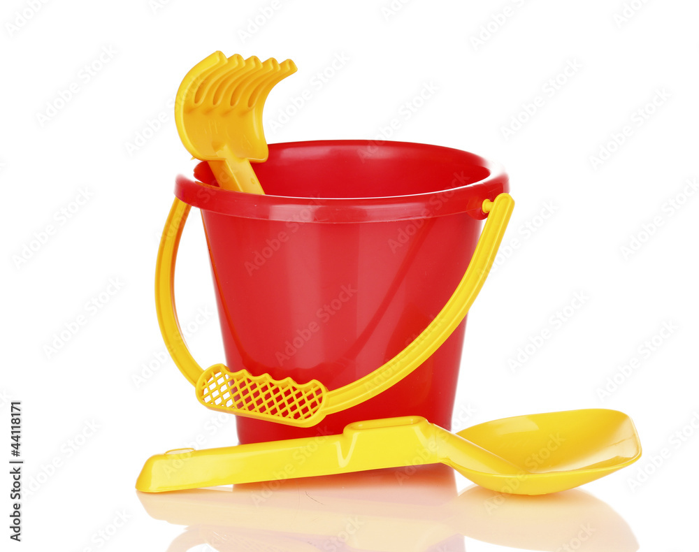 Children's beach toys isolated on white