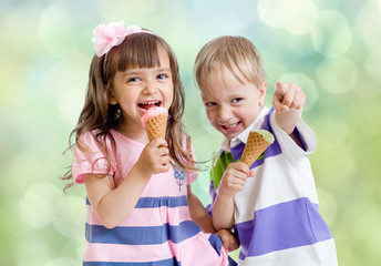 Wall Mural - Children with icecream cone outdoor