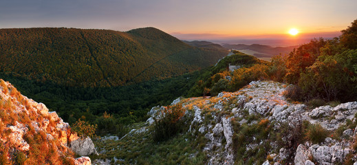 Wall Mural - Mountain sunset panorama in Slovakia ( Small Carpathian )