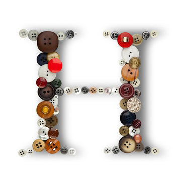 Buttons alphabet :  letter H, with shadow (clipping path)