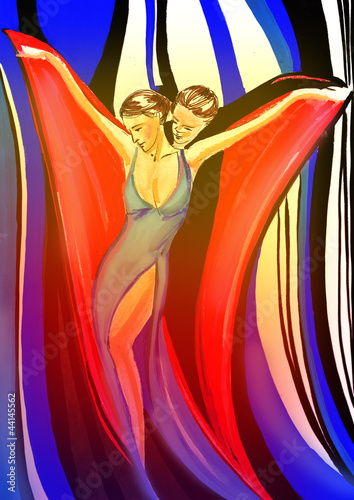 Obraz w ramie beautiful woman dancing with man
