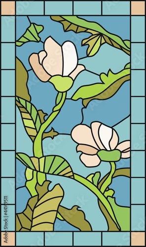 Fototapeta na wymiar Floral Stained Glass