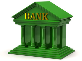 Green bank on white background