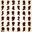 Head profile silhouettes, vector set people heads