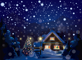 Wall Mural - vector of winter landscape. merry christmas!
