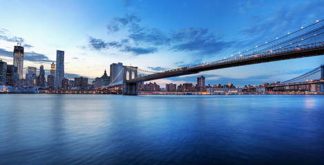 Fototapete - Manhattan et Brooklyn bridge, New York.