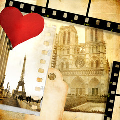 Fototapete - romantic retro photoalbum - Paris