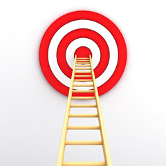 Aufkleber - Wood ladder to the center of red target on white background