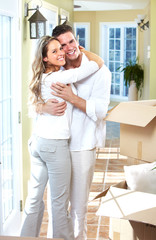 Canvas Print - Happy couple moving in a new house.