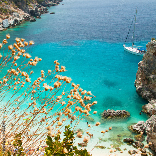 Naklejka na drzwi Beautiful view on Agiofili beach, Lefkada, Greece