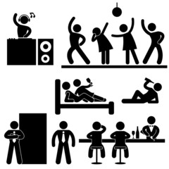 Disco Pub Night Club Bar Party Icon Symbol Sign Pictogram