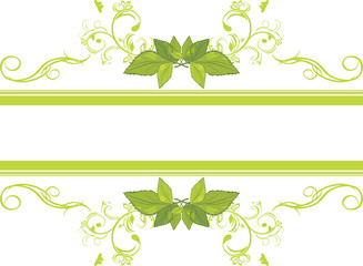 Wall Mural - Ornamental frame with green leaves