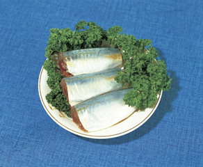 salted mackerel on the plate