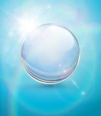 Poster - Sunny blue background, with transparent sphere