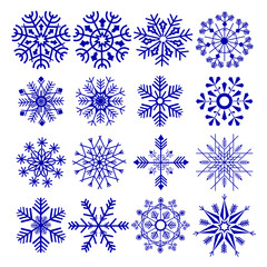 vector illustration of collection of snowflake design