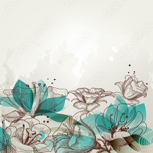 Obraz w ramie Retro floral background