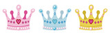 set crowns for princess, pink, blue and gold