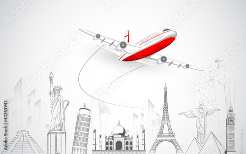 Fototapeta do kuchni Airplane flying above World