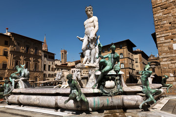 Wall Mural - The Fountain of Neptune in Florence, Italy